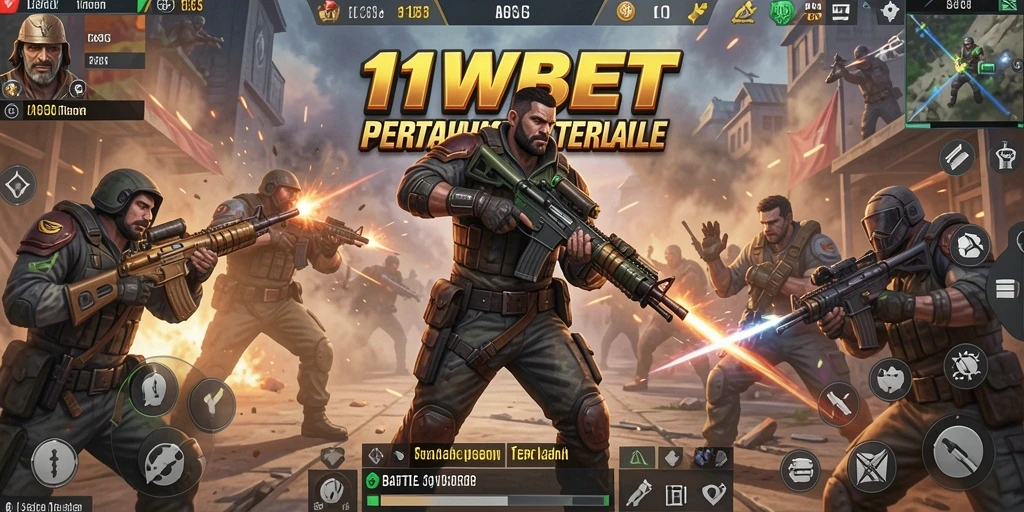 Screenshot utama 11WBET menunjukkan aksi pertarungan di Battle Royale.