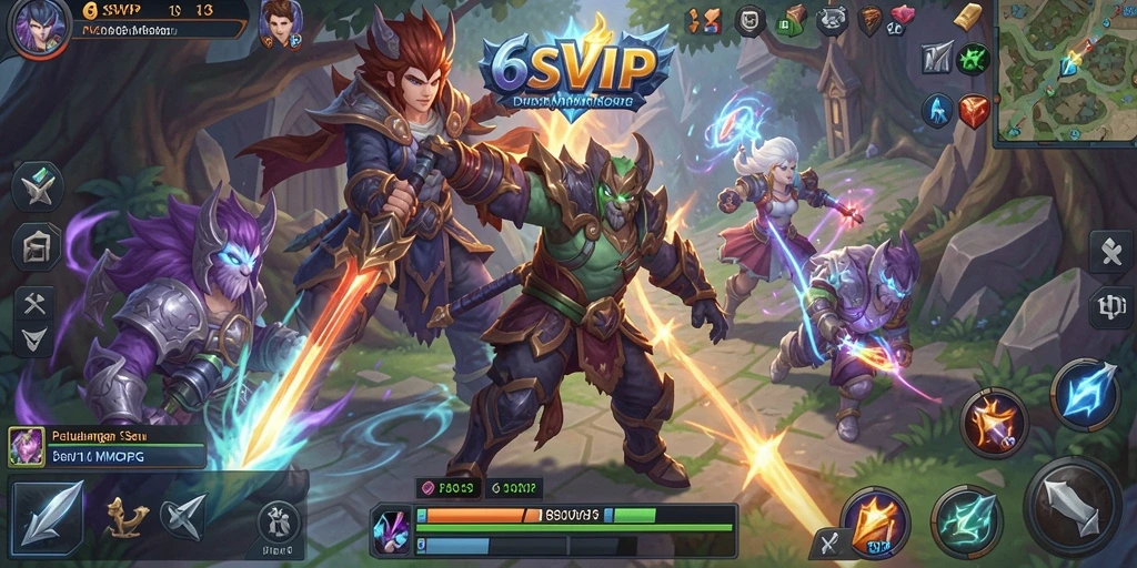Tangkapan layar gameplay 6SVIP yang menampilkan aksi pertempuran MMORPG.