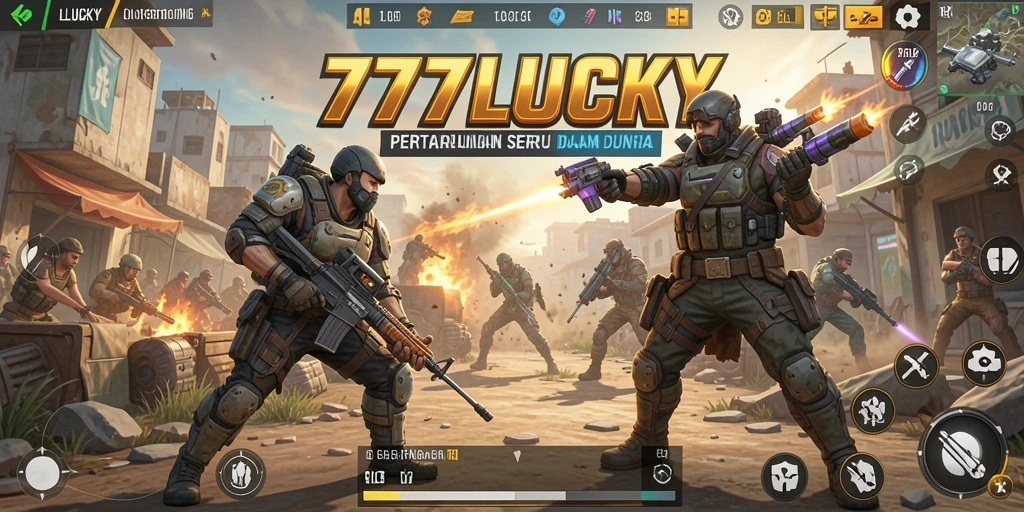 Tangkapan layar game 777LUCKY menampilkan aksi pertarungan Battle Royale yang mendebarkan.