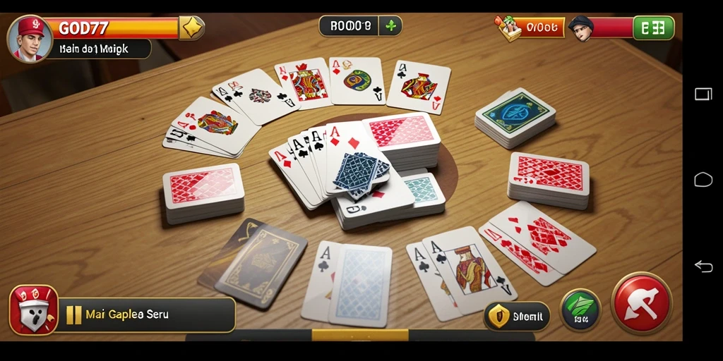 Tampilan gameplay menyeru dalam GOD77 saat bermain Gaple.