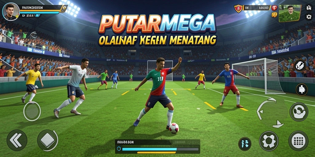 Screenshot gameplay PUTARMEGA menunjukkan aksi seru di dalam pertandingan olahraga.